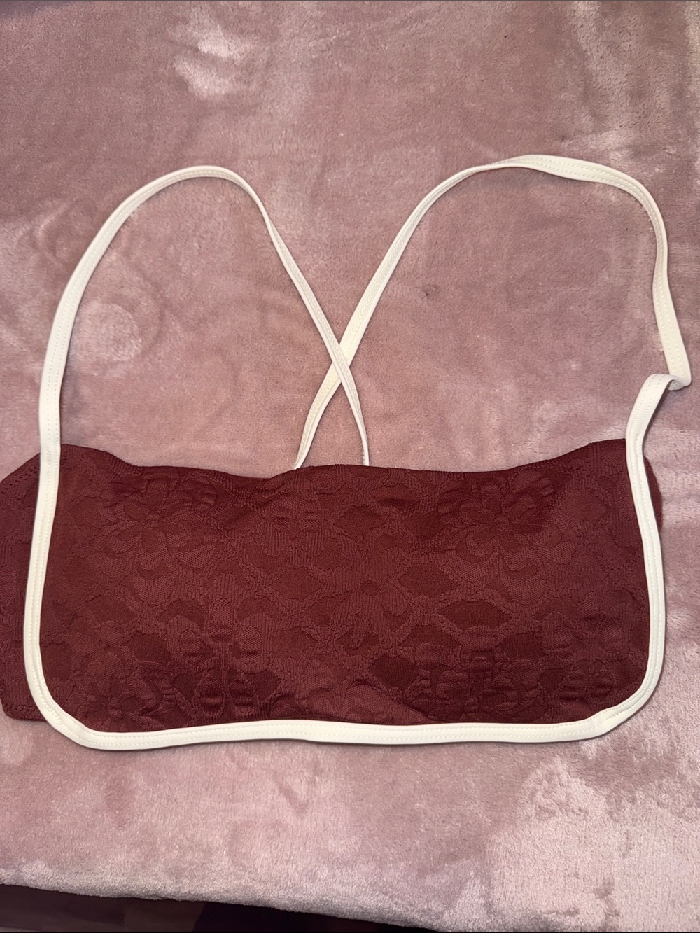NWOT Brown and cream bikini top